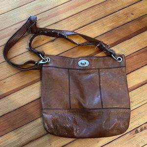 Distressed brown leather Fossil bag